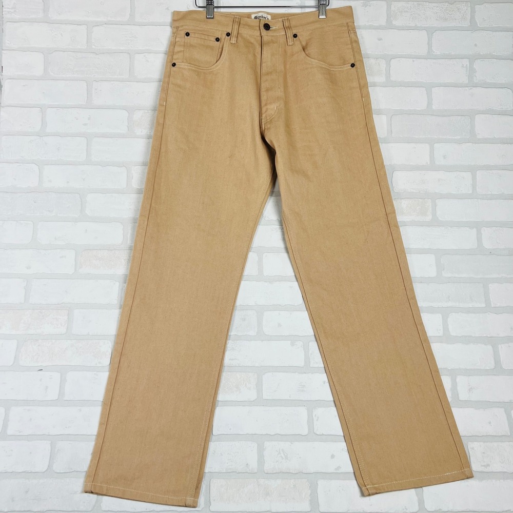 Member's Property Mens Tan Denim Jeans Straight Leg Workwear Brown 32x32